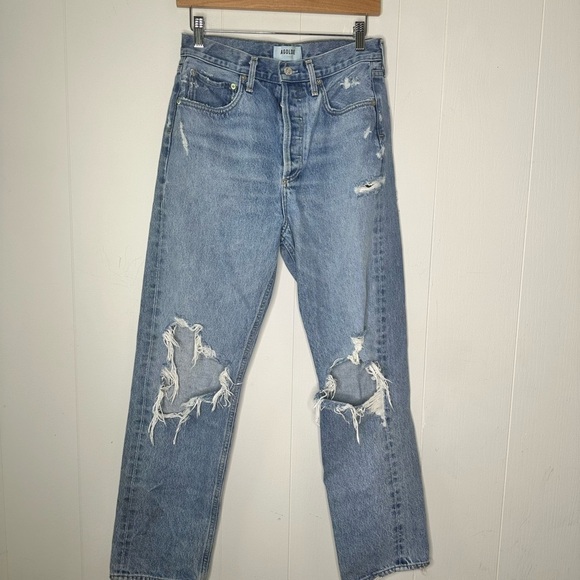 Agolde 90’s Mid Rise Loose Fit Jeans in Fallout Blue 25 - Picture 5 of 16